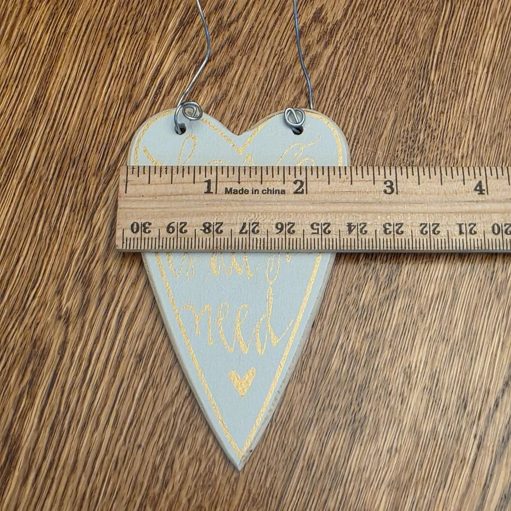 Rustic Wood White Heart Wall Hanging Ornament Love Is All You‎ Need Gold Script